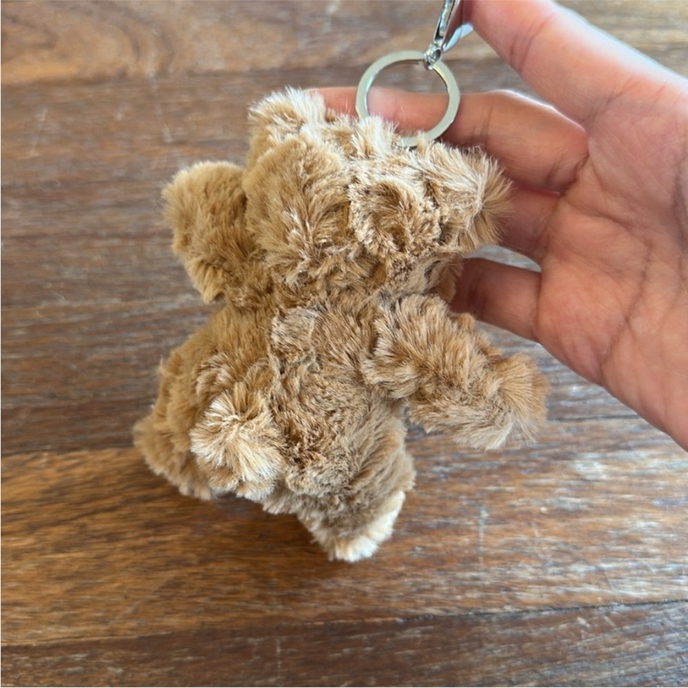 Cute Brown Teddy Bear Plush Bag Charm Soft Stuffed Keychain Backpack Accessory - Picture 2 of 4